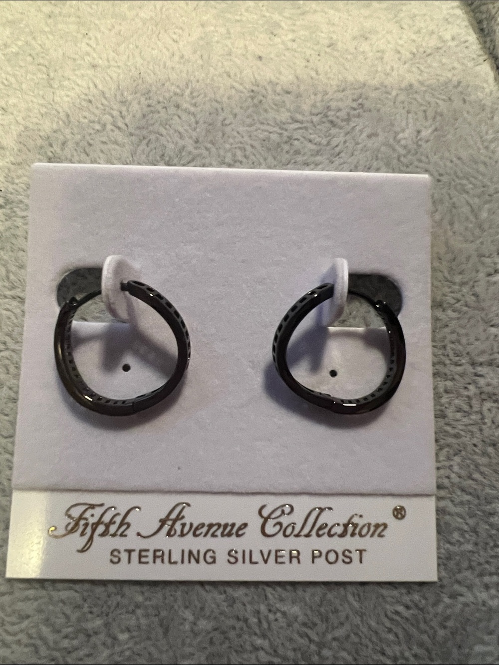 Fifth Avenue Collection Black Hoop Earrings - Sterling Silver Post